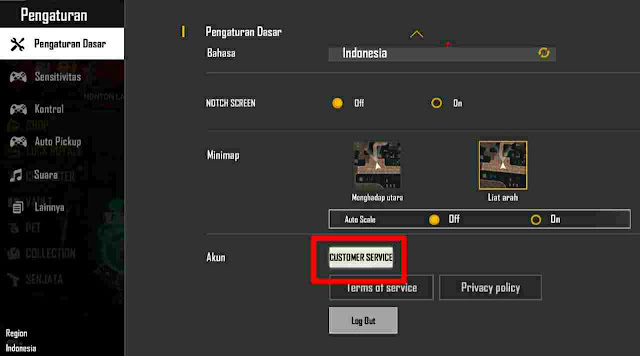 Cara Menghubungi Costumer Service free fire