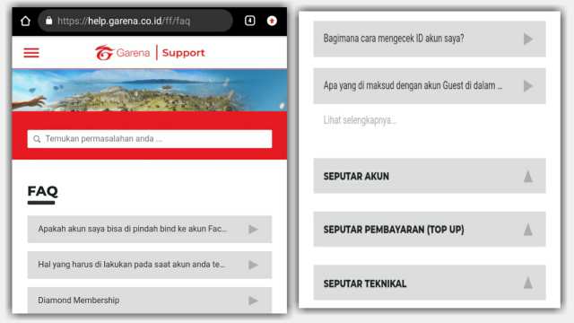 Cara Menghubungi Costumer Service free fire