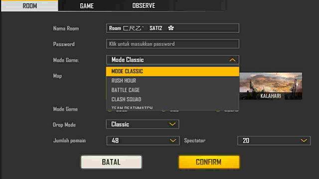 cara main room free fire