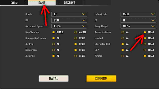 cara custom room ff gloowall tidak terbatas