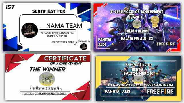 Contoh Desain Sertifikat Turnamen Free Fire Contoh Desain Sertifikat Turnamen Free Fire