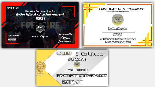 Contoh Desain Sertifikat Turnamen Free Fire Contoh Desain Sertifikat Turnamen Free Fire