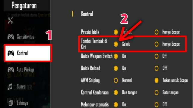 Cara Memunculkan Tombol Tembak Kiri di Free Fire