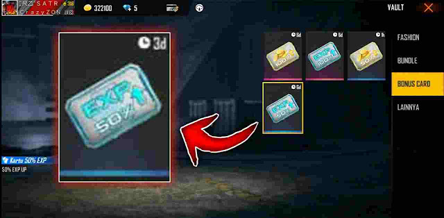 Gunakan Kartu 50% EXP Ff Gunakan Kartu 50% EXP ff