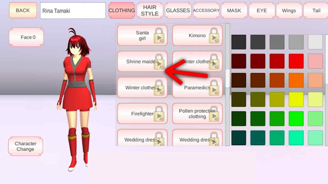 Cara membuka Baju Sakura School Simulator
