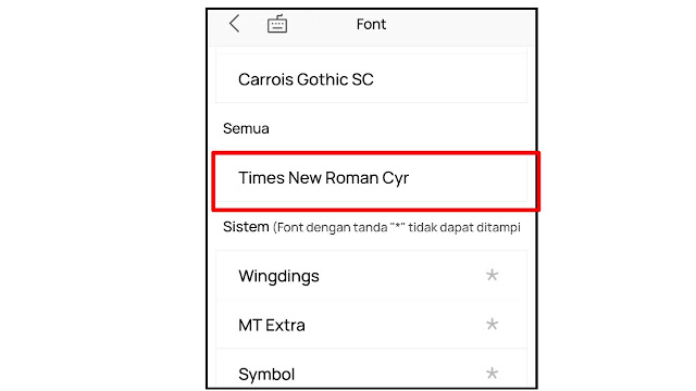 Font Times New Roman di WPS Office Font Times New Roman di WPS Office