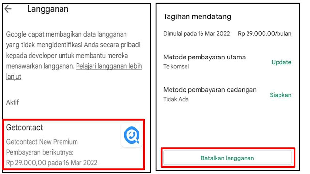 Cara Berhenti Berlangganan Getcontact Premium