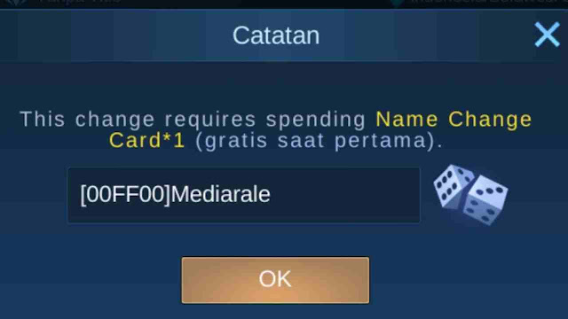 Cara Membuat Nama ML Berwarna, Cara Membuat Nickname ML Berwarna