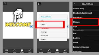 cara membuat bayangan pada teks di picsay pro