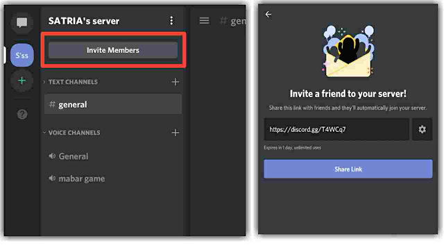 cara share link server discord