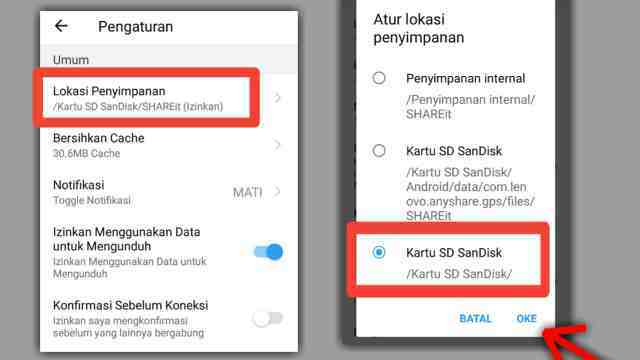 Cara Ubah Tempat Penyimpanan SHAREit ke SD Card / Kartu Memori