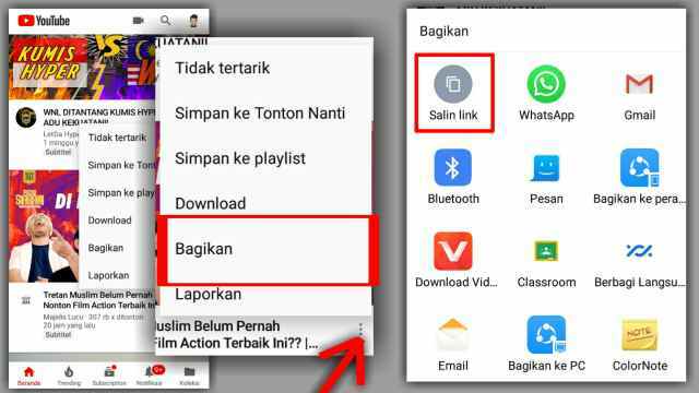 Cara menyalin link video youtube