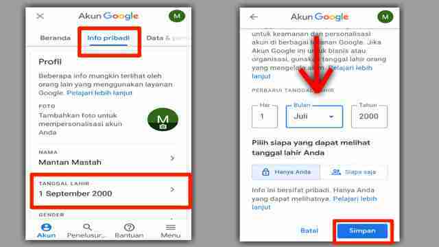 Cara Mengubah Tanggal Lahir Akun Google