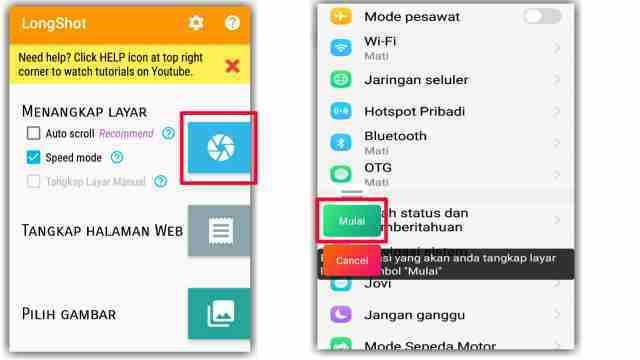 Cara screenshot panjang di hp vivo