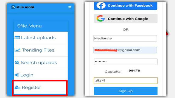 Cara Daftar SFile.Mobi