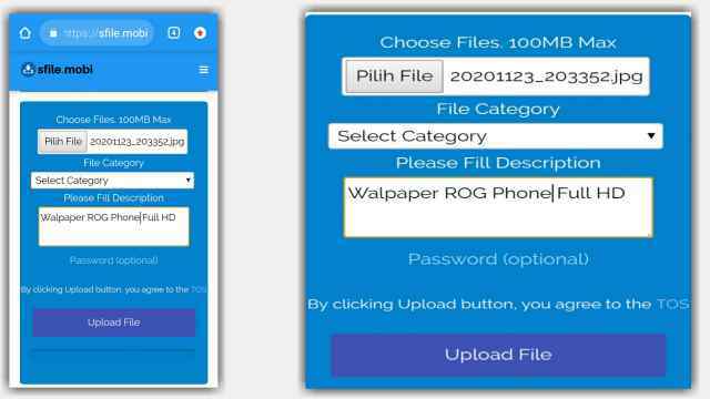 Cara Upload File di SFile.Mobi