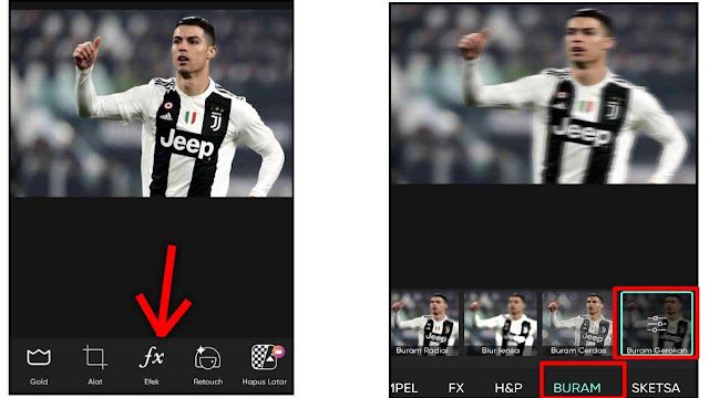 Cara Blur Wajah di PicsArt