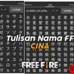nama ff cina, tulisan cina ff