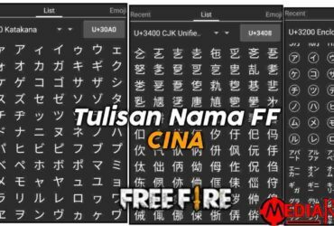 nama ff cina, tulisan cina ff
