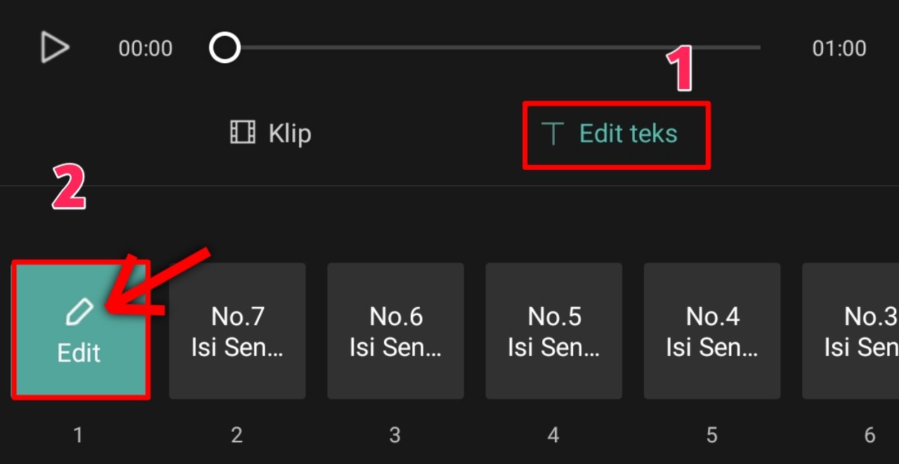cara edit teks tulisan template capcut
