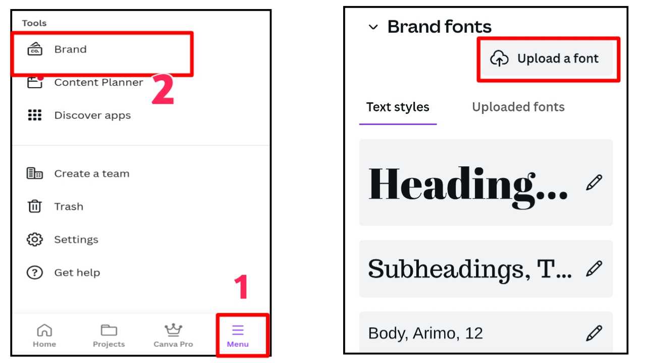 cara menambahkan font di canva