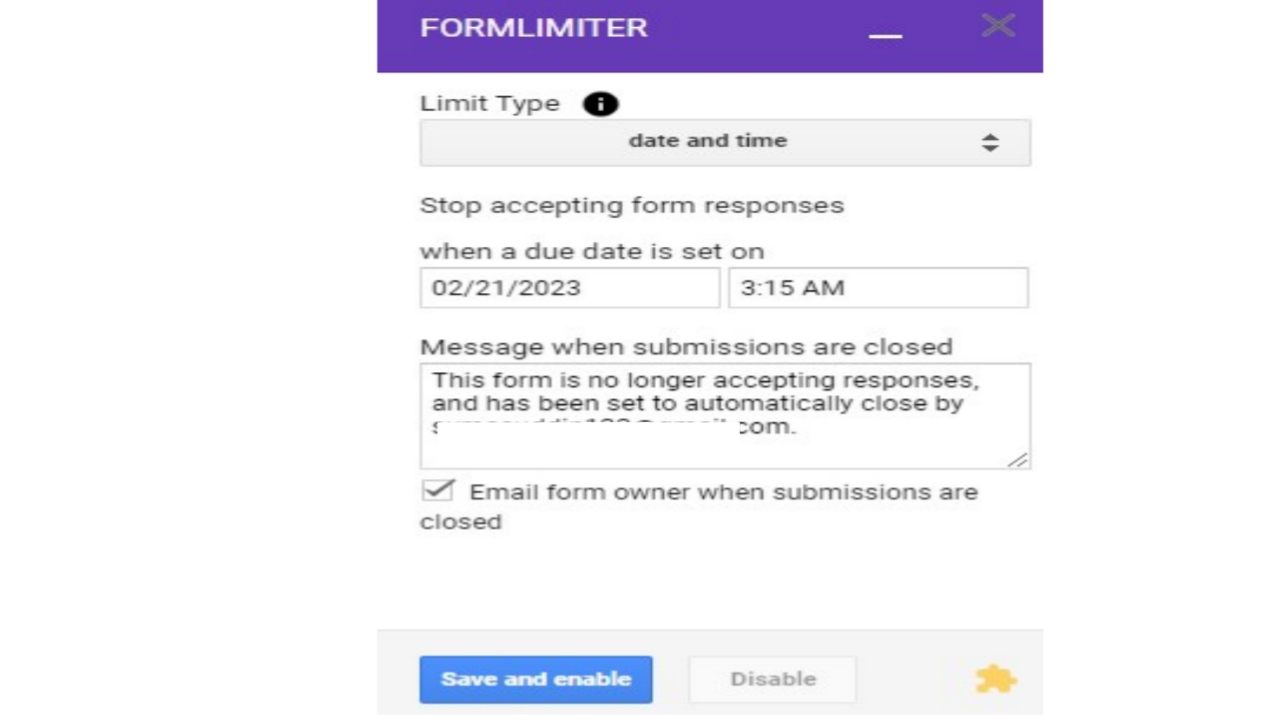 cara membatasi waktu di google form
